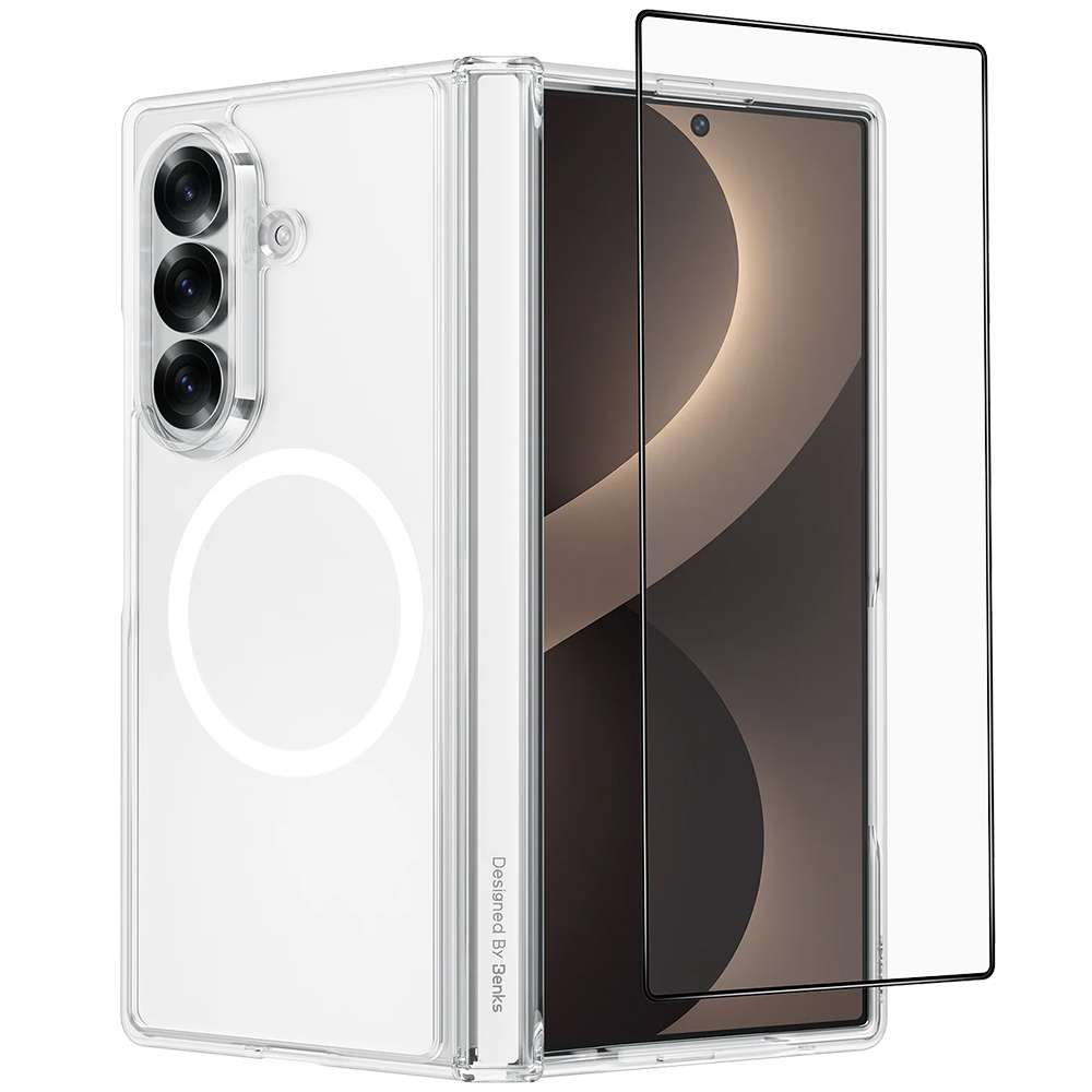 Benks Magnetic Crystal Grand Combo maciņš (C.K.JC.SA.00.0051) Samsung Galaxy Z Fold 8 Ultra (eņģes maciņš + priekšējais maciņš + ekrāna aizsargs)