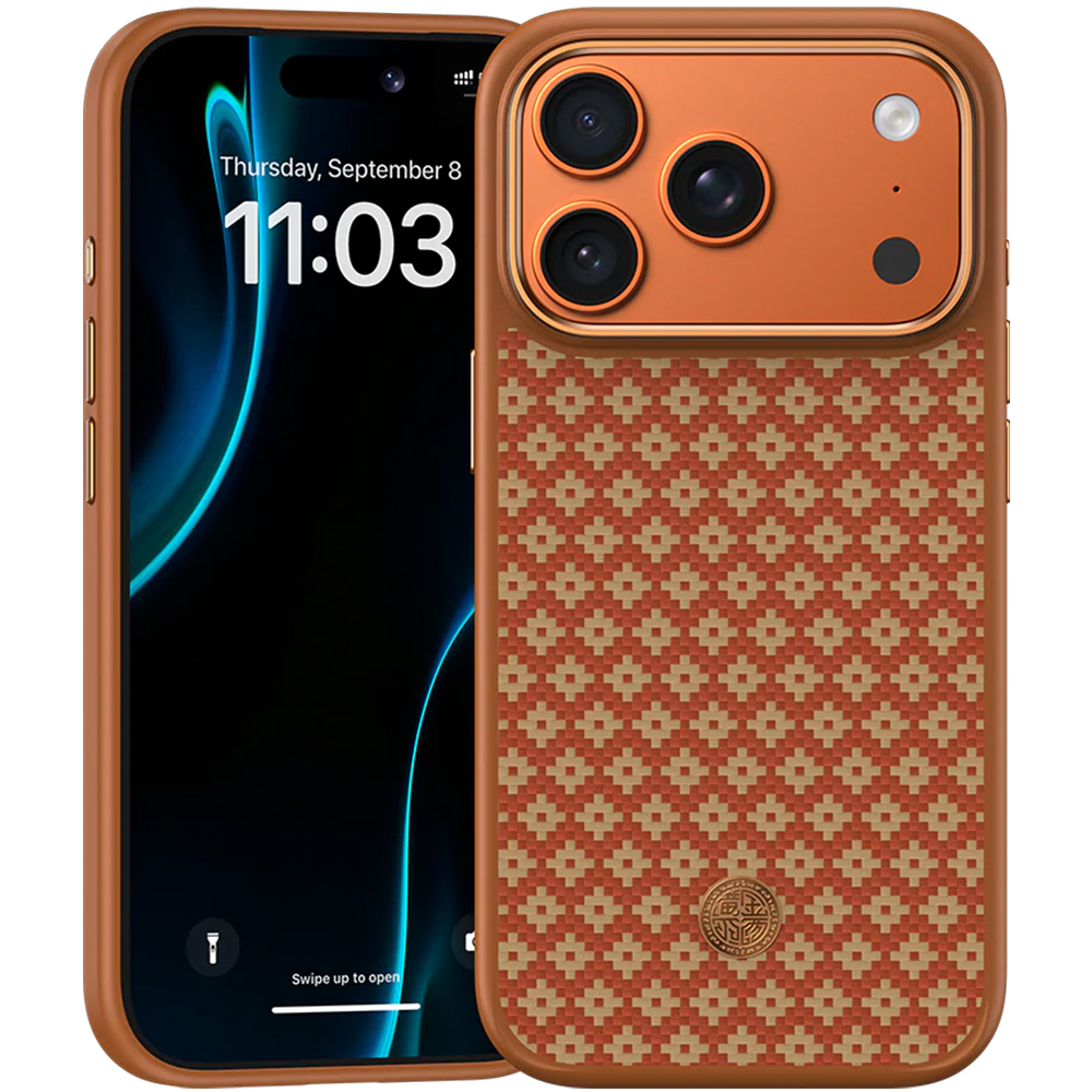 Benks Magnetic Armor Pro Armor Grid Kevlar maciņš ar metāla rāmi 600D (C.K.FL.AP.GD.F070) Iphone 17 Pro Max, oranžs