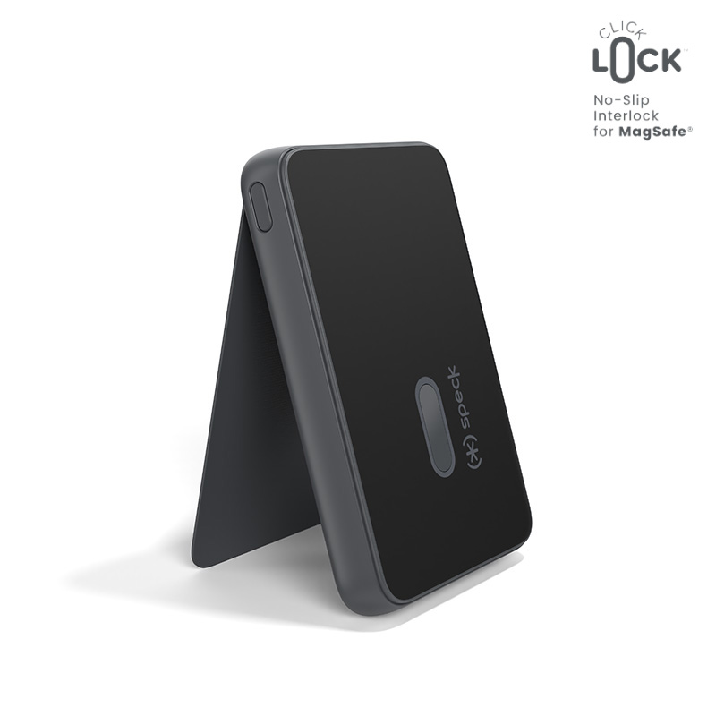 Speck StandyBank + ClickLock 5 000 mAh magnētiskais ārējais akumulators ar statīvu, līdz 15 W bezvadu uzlāde, saderīgs ar MagSafe, melns