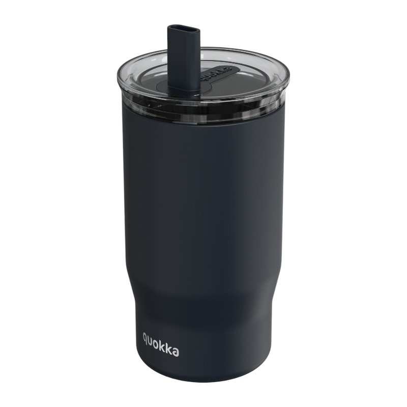 Quokka Mist nerūsējošā tērauda termokrūze ar salmiņu, 720 ml, Melna