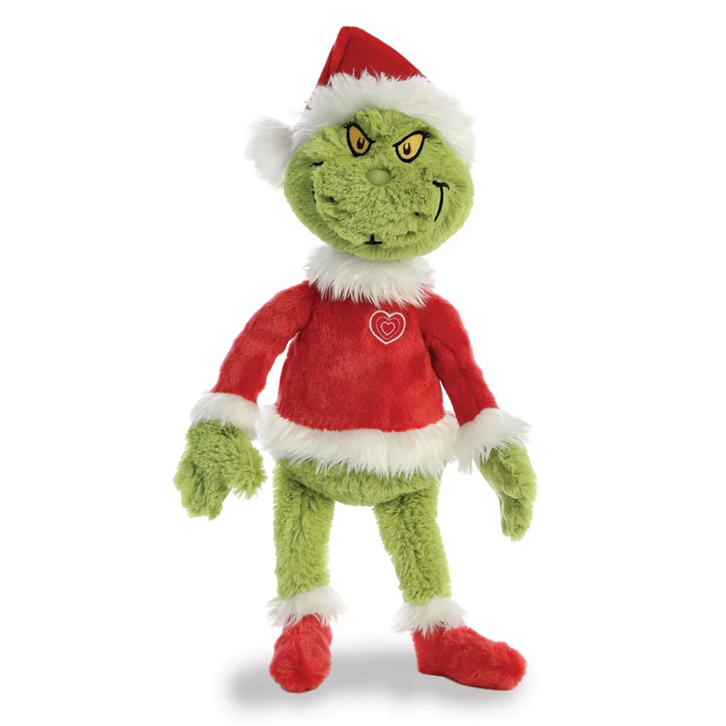 Grinch videi draudzīga plīša rotaļlieta Ziemassvētku vecīša tērpā, 43 cm