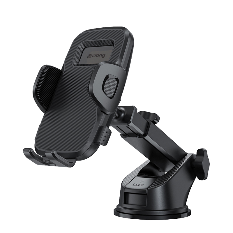 Crong Carclip automašīnas tālruņa turētājs panelim vai vējstiklam, melns