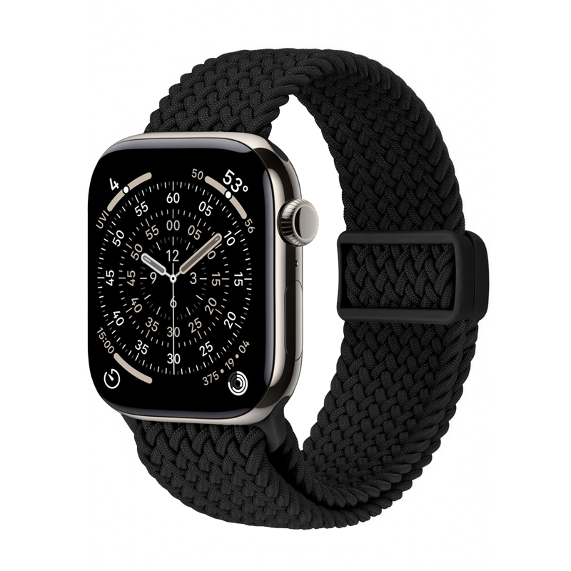 Crong Wave Band pīta Apple Watch siksniņa, 44/45/46/49 mm, melna