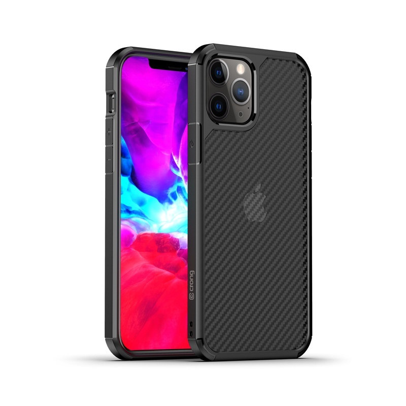 Crong Hybrid Carbon vāciņš ierīcei iPhone 12 Pro Max, melns