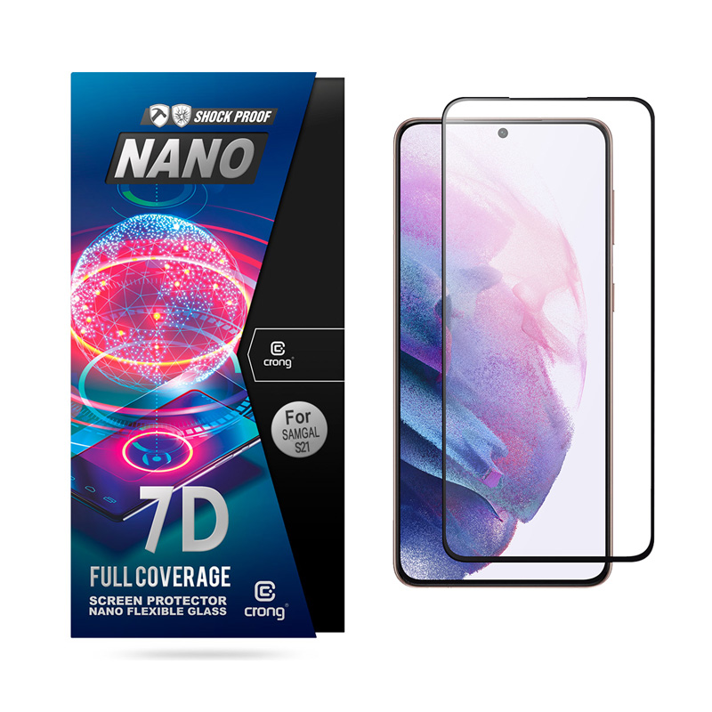 Crong 7D Nano Flexible Glass 9H hibrīdstikls ekrānam Samsung Galaxy S21