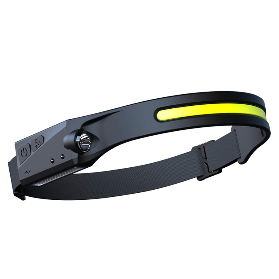Ar USB-C uzlādējams LED galvas lukturis ar kustības sensoru, IPX4, 1200 mAh – melns