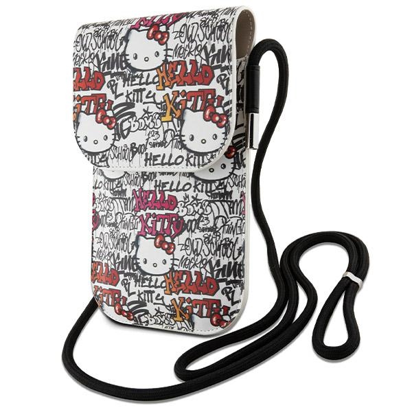 Hello Kitty Leather Tags Graffiti pleca soma – bēšs