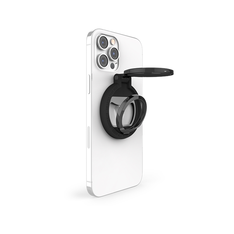 STM MagLoop 3-in-1 MagSafe piederums iPhone: pirksta cilpa, statīvs un pudeļu attaisāmais, melns