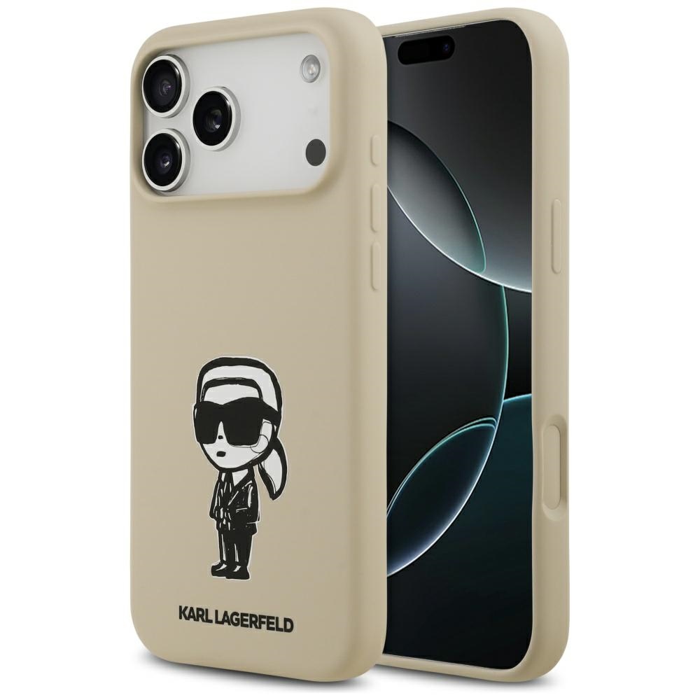 KARL LAGERFELD viedtālruņa apvalks IPHONE 17 Pro Max ar MagSafe saderīgs (silikona ar KL zīmējumu un logotipu) - brūns