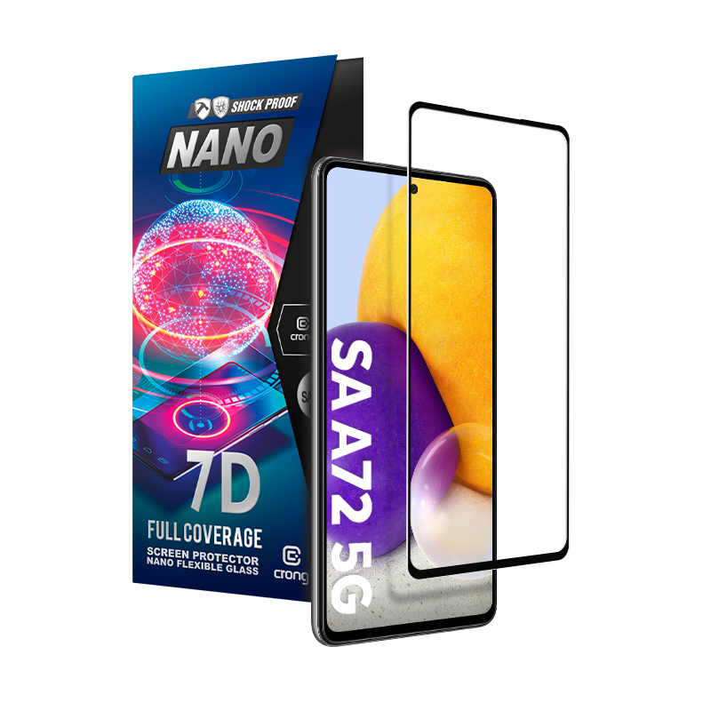Crong 7D Nano Flexible Glass 9H visu ekrānu pārklājošs hibrīdstikls Samsung Galaxy A72