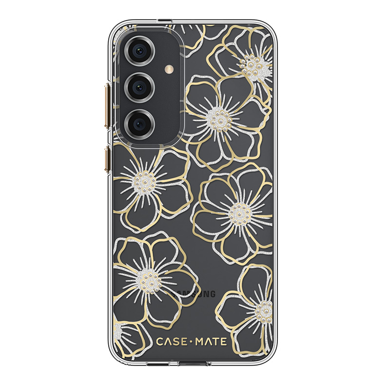 Case-Mate Floral Gems vāciņš ierīcei Samsung Galaxy S24+, zelta krāsā