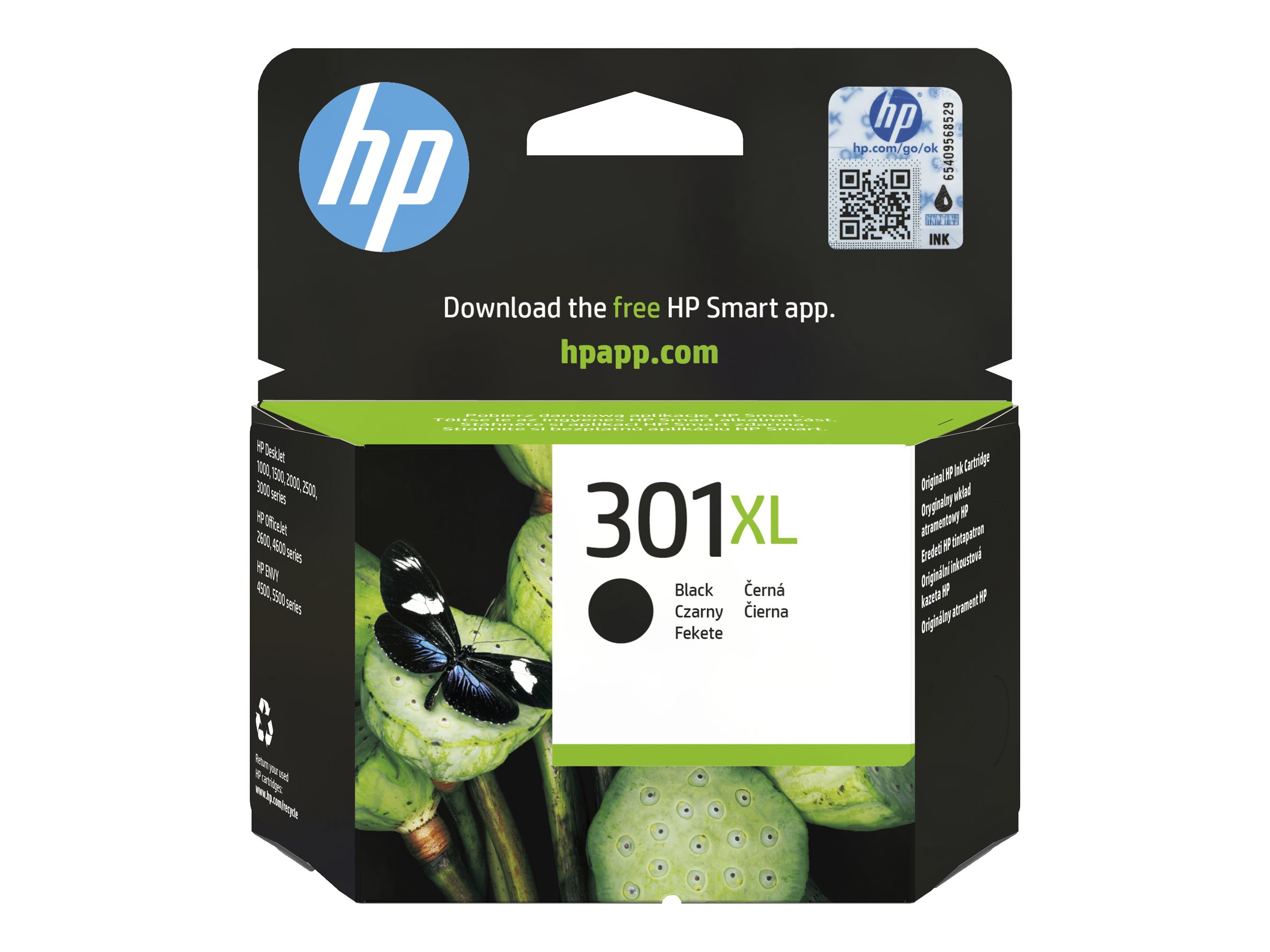 Oriģinālā HP 301XL tintes kasetne (CH563EE#UUS), melna, lielas ietilpības, paredzēta DeskJet 1050 / 2050