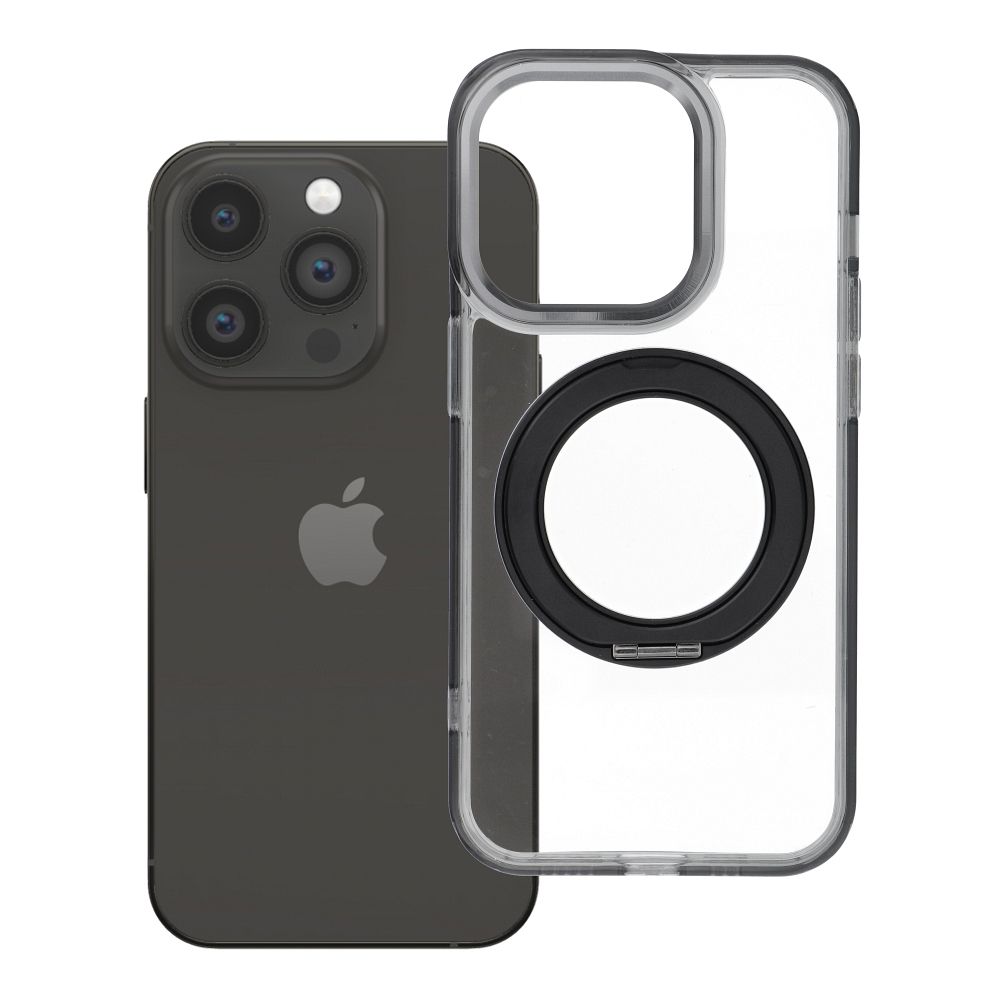 Case for iPhone 14 PRO Frame Circle Stand compatible with MagSafe black