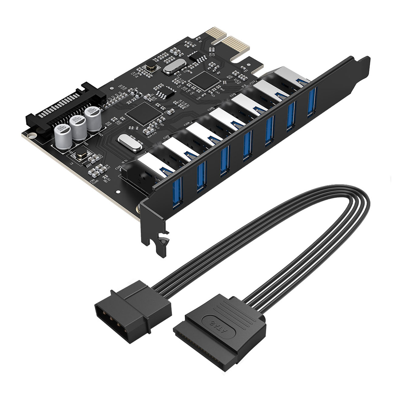 Orico PVU3 PCIe paplašināšanas karte ar 7 USB 3.0 pieslēgvietām galddatoriem – melns