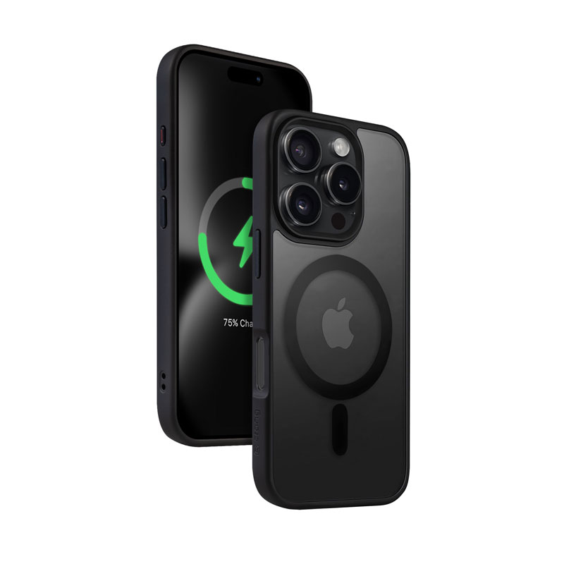 Crong Hybrid Frost MAG Cover vāciņš ar MagSafe iPhone 16 Pro tālrunim, melns