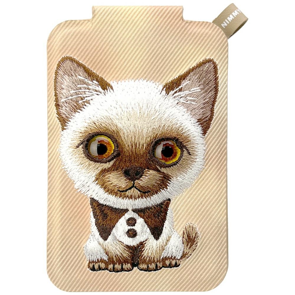 Nimmy New Big-Eye Cute Pets 2.0 Cat MagSafe magnētiskais karšu maciņš tālrunim ar statīvu – brūns