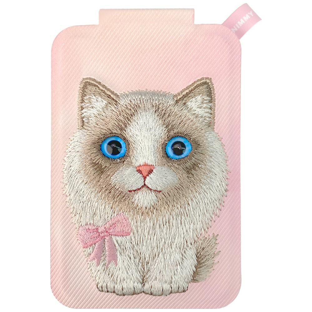 Nimmy New Big-Eye Cute Pets 2.0 Cat MagSafe magnētiskais karšu maciņš tālrunim ar statīvu – rozā
