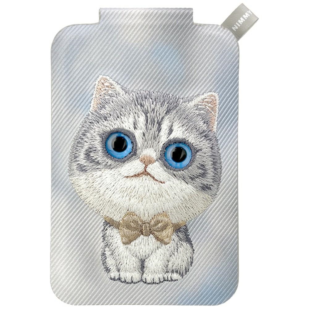 Nimmy New Big-Eye Cute Pets 2.0 Cat MagSafe magnētiskais karšu maciņš tālrunim ar statīvu – pelēks