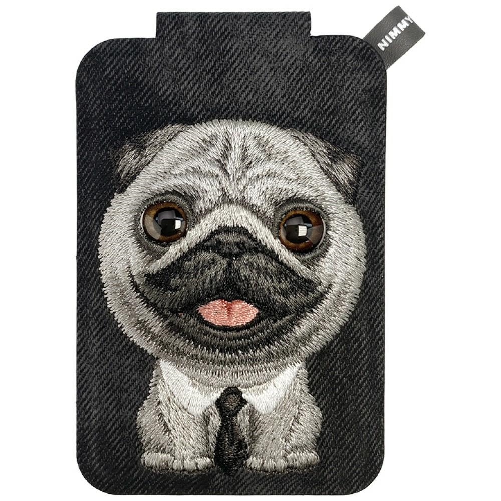 Nimmy New Big-Eye Cute Pets 2.0 Dog MagSafe magnētiskais karšu maciņš tālrunim ar statīvu – melns