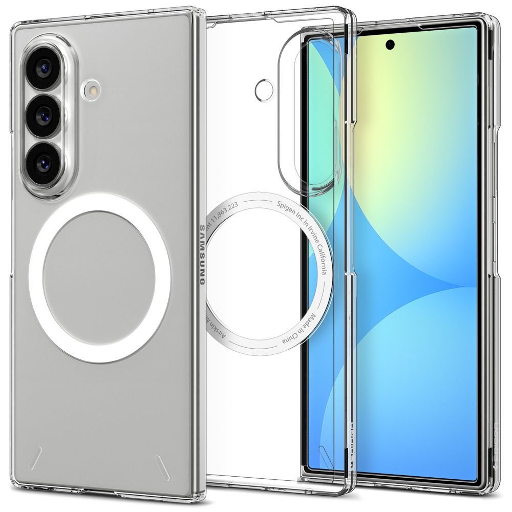 Spigen AirSkin MagFit maciņš modelim Samsung Galaxy Z Fold 8 Ultra – caurspīdīgs ar baltu krāsu