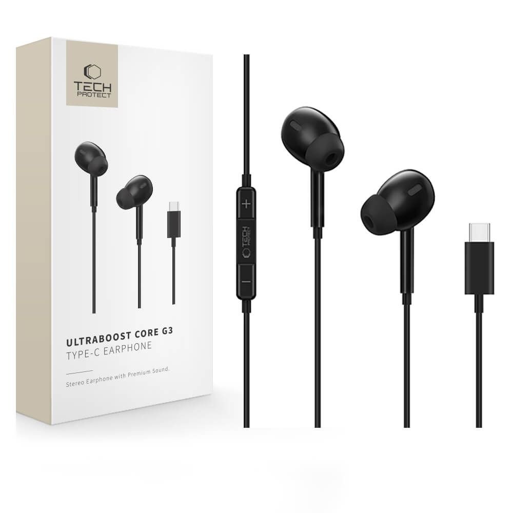 Tech-Protect Ultraboost Core G3 vadu austiņas ar USB-C savienotāju – melnas