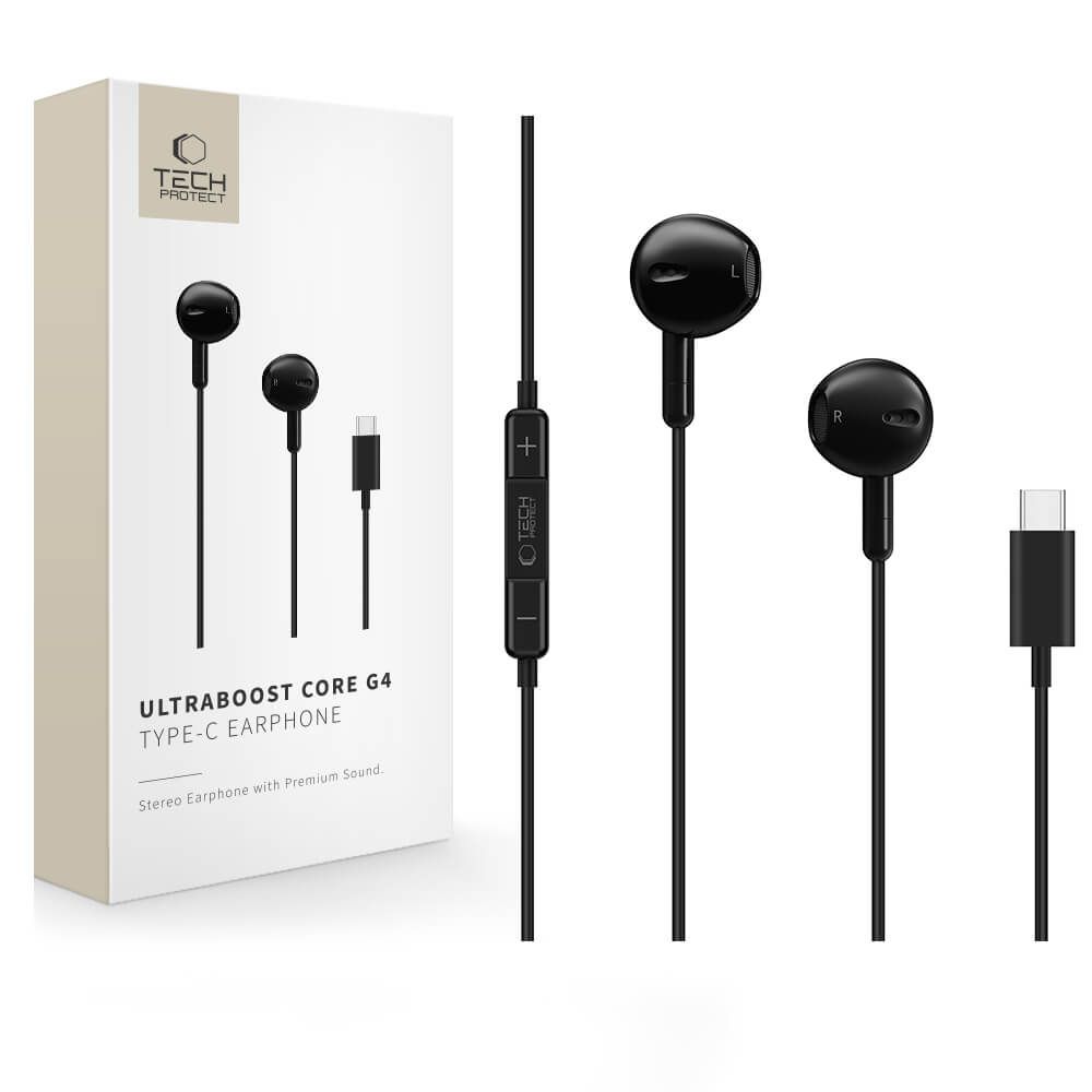 Tech-Protect Ultraboost Core G4 vadu austiņas ar USB-C savienotāju – melnas