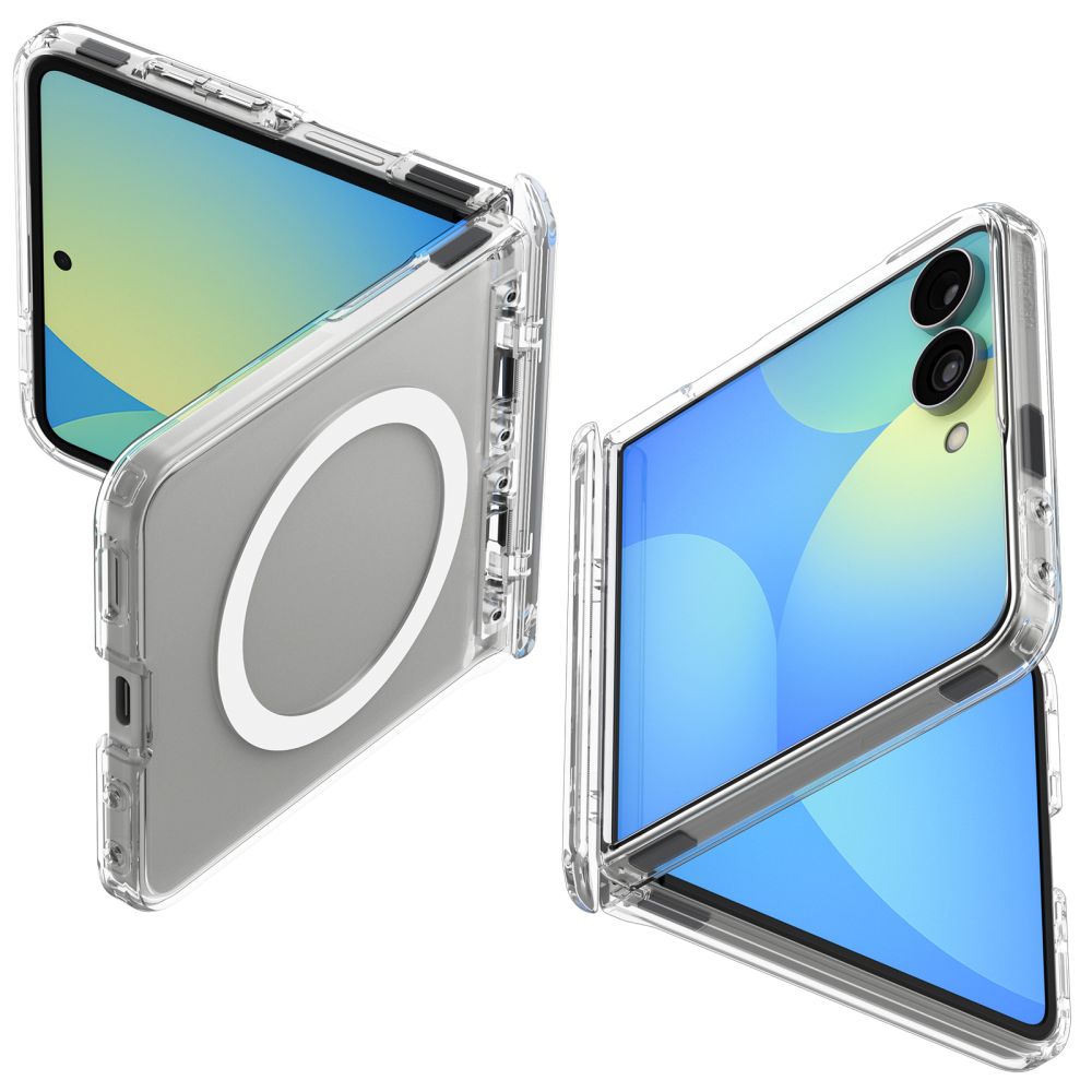 Spigen Ultra Hybrid Pro MagSafe Case for Samsung Galaxy Z Flip 8 - Clear and White