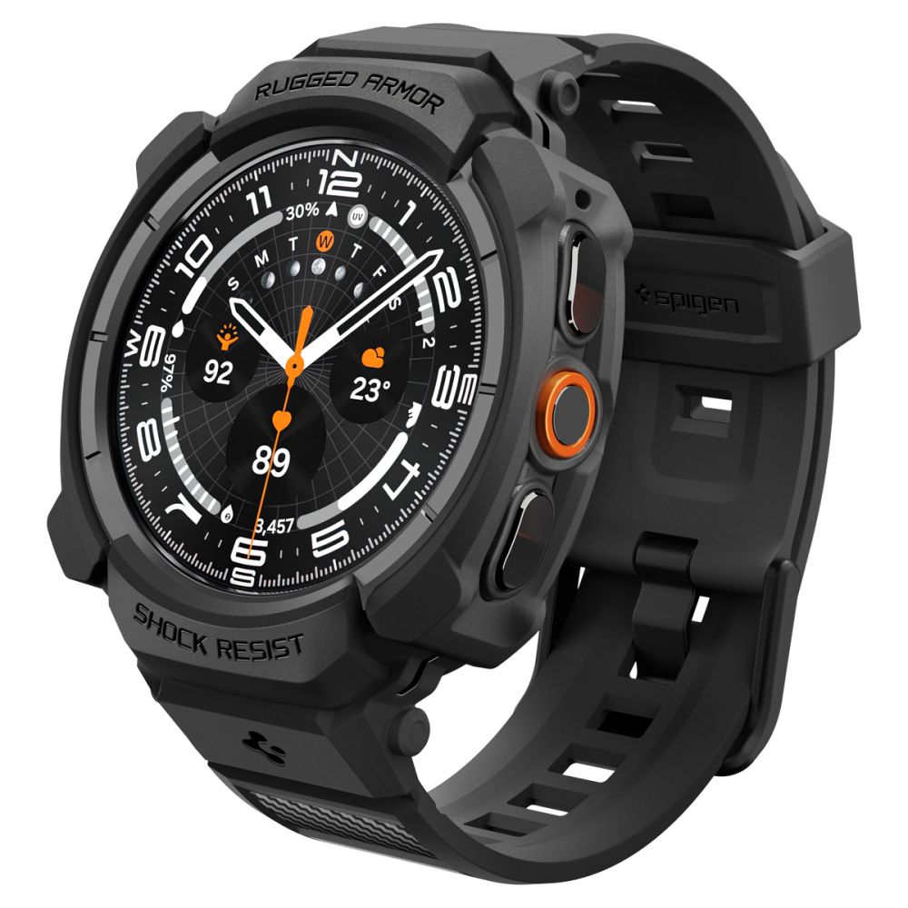 Spigen Rugged Armor Pro maciņa un siksniņas komplekts Samsung Galaxy Watch Ultra 2 (2026) 47 mm – matēti melns