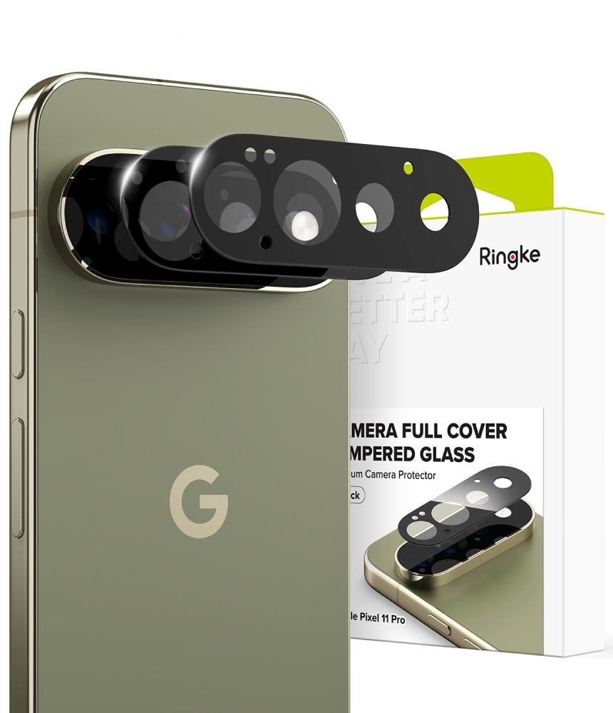 Ringke Tempered Glass kameras objektīvu aizsargs modelim Google Pixel 11 Pro, 2 gab. – melns