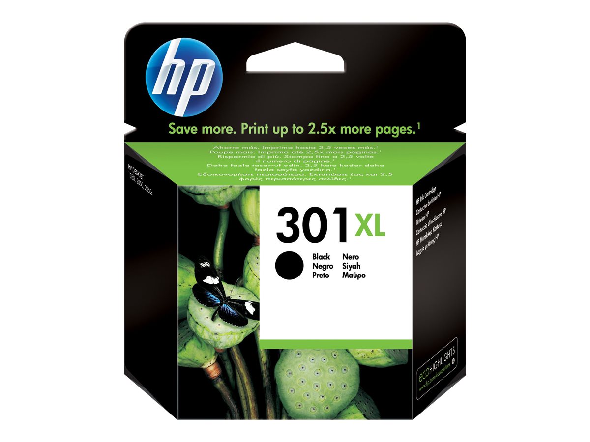 Oriģinālā HP 301XL tintes kasetne (CH563EE#301), melna, lielas ietilpības, paredzēta DeskJet 1050 / 2050