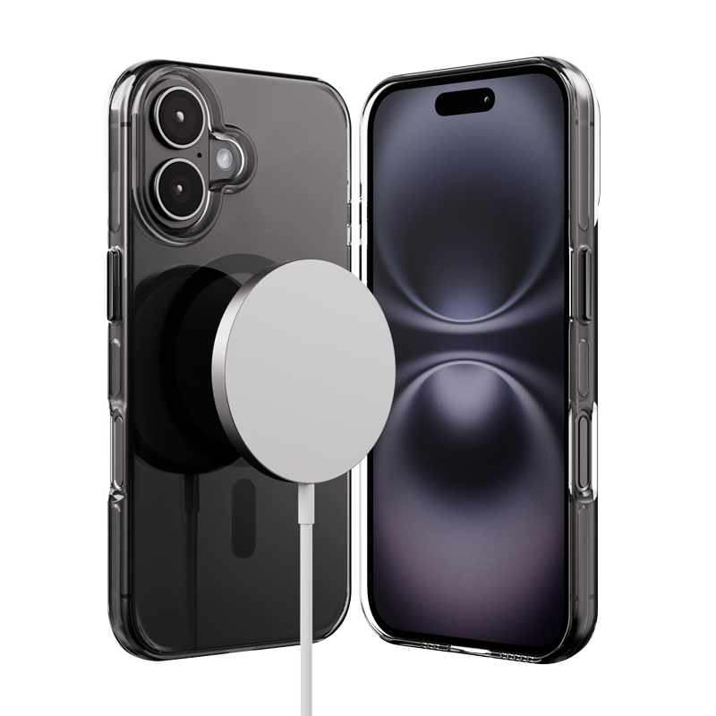Crong Clear MAG Pro MagSafe vāciņš ierīcei iPhone 16, melns