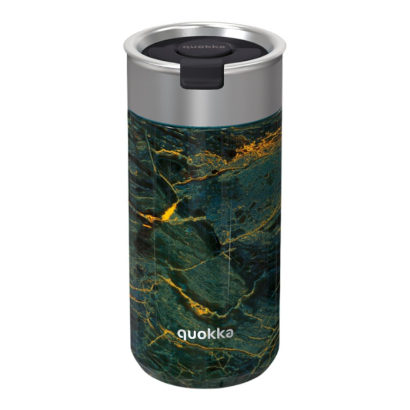 Quokka Boost Coffee Tumbler nerūsējošā tērauda termokrūze ar sietiņu, 400 ml, Zaļais akmens