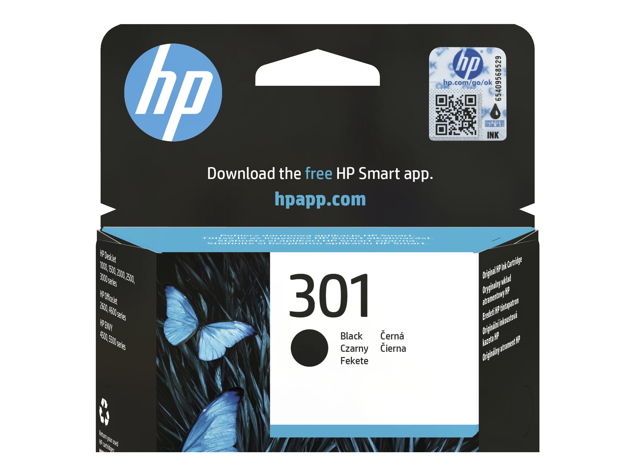 Oriģinālā HP 301 tintes kasetne (CH561EE#UUS), melna, standarta ietilpības, 3 ml, paredzēta DeskJet 1050 / 2050