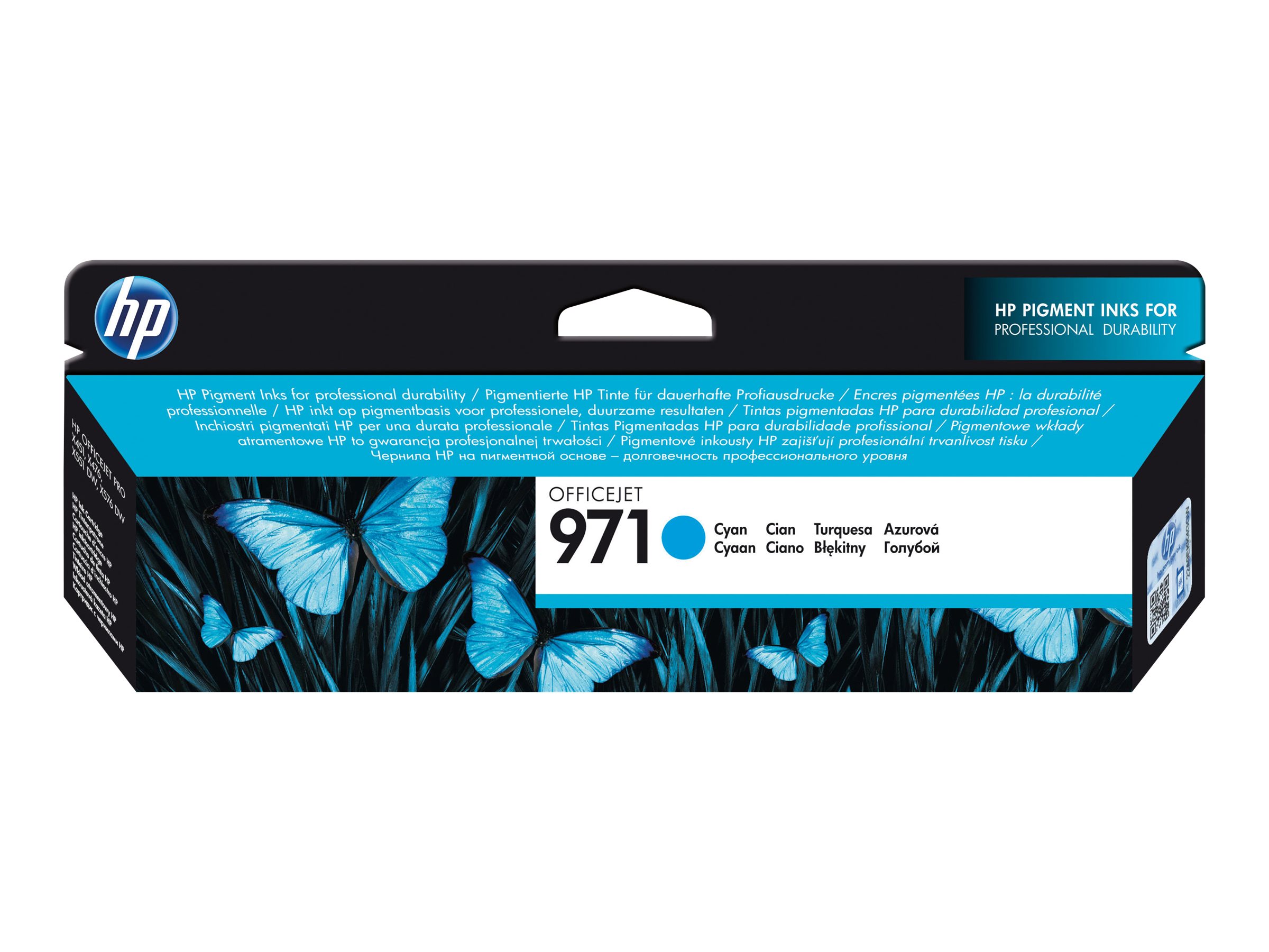 Oriģinālā HP 971 tintes kasetne (CN622AE), ciāna, paredzēta OfficeJet Pro X451 / X551 / X476 / X576