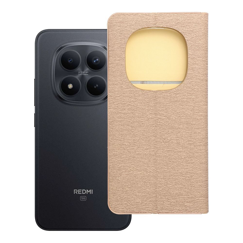LUNA Book Gold maciņš priekš Xiaomi Redmi Note 15 Pro Plus 5G, zeltains