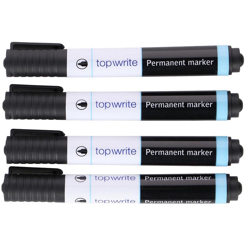 Topwrite permanentie marķieri, 4 gab., melni