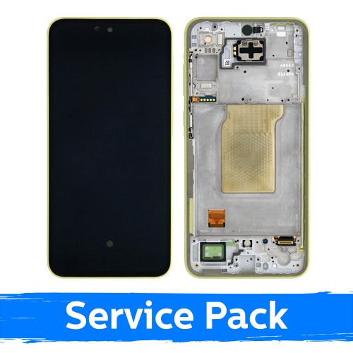 Samsung Galaxy A35 5G (A356) ekrāns ar rāmi un akumulatoru, Lemon krāsā (Service Pack)