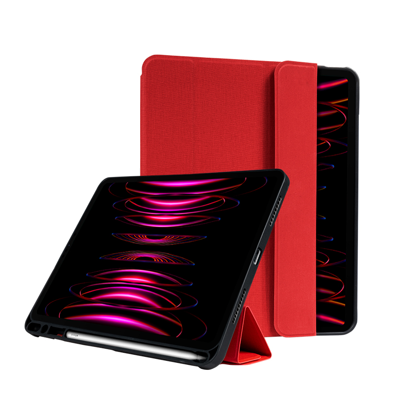 Crong FlexFolio atverams vāciņš ierīcei iPad Air 11" (2026–2024) / iPad Air 10.9" (5. / 4. paaudzes) / iPad Pro 11" (2022–2021), ar Apple Pencil turētāju, sarkans