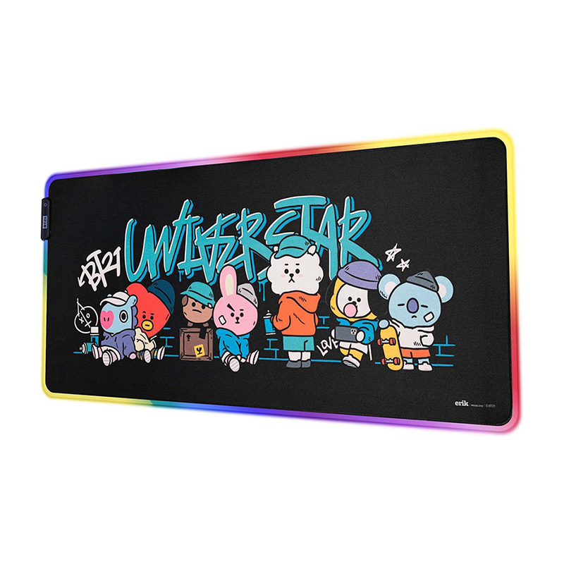 BT21 XXL spēļu galda paklājs ar LED apgaismojumu, 90 × 40 cm