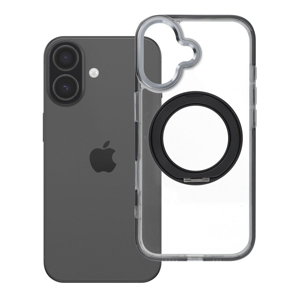 Case for iPhone 17 Frame Circle Stand compatible with MagSafe black
