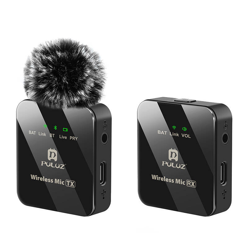 PULUZ bezvadu piespraužamā mikrofona komplekts, 1 TX + 1 RX