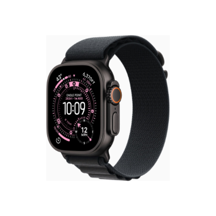 Apple (Apple Watch Ultra 3 GPS + Cellular 49mm Black Titanium Case with Black Alpine Loop - Large)