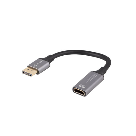 Lanberg AD-DP-HD-04 – DisplayPort spraudņa–HDMI ligzdas 8K adapteris ar 20 cm kabeli, sudrabots