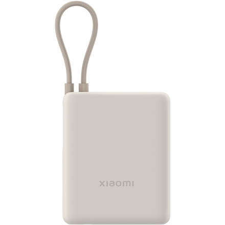 Xiaomi 33W BHR9333GL – 10 000 mAh ārējais akumulators ar iebūvētu USB-C kabeli, 33 W, smilškrāsas