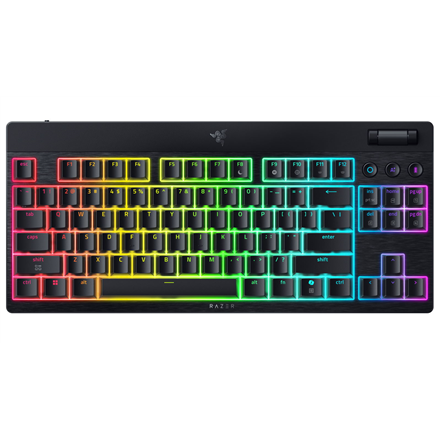 Razer BlackWidow V4 Low-Profile Tenkeyless HyperSpeed Keyboard Wireless US Bluetooth Yellow Switches Black
