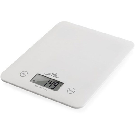 ETA Lori ETA277790000 – digitālie virtuves svari, maksimālā slodze 5 kg, iedaļa 1 g, LCD, balti
