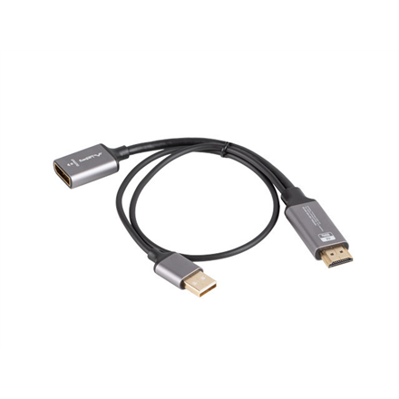 Lanberg AD-HD-DP-02 – HDMI spraudņa–DisplayPort ligzdas 4K adapteris ar 20 cm kabeli, sudrabots