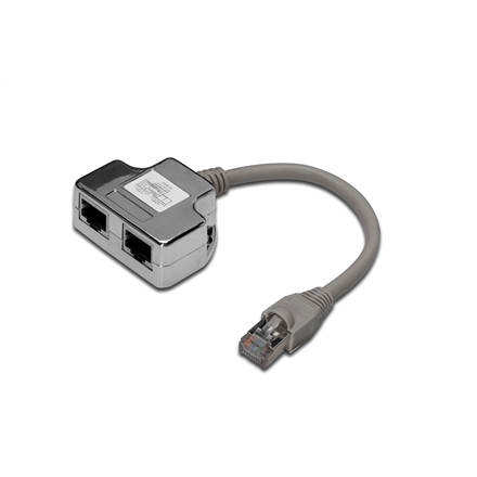 DIGITUS DN-93904 – 0,19 m ekranēts adaptera kabelis 2 × CAT 5e, RJ45 ligzda uz spraudni, melnā krāsā