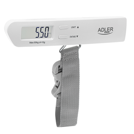 Adler AD 8191 – цифровые багажные весы, до 50 кг, шаг 10 г, серые