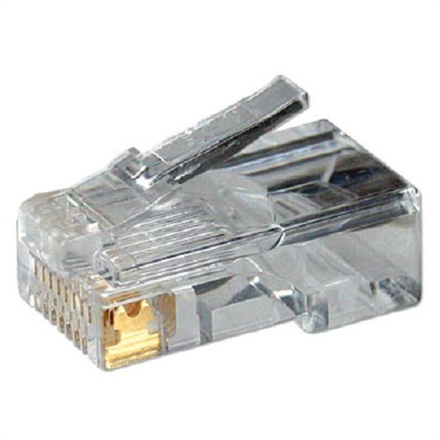 LogiLink MP0002 neekranēts CAT5e 8P8C modulārais spraudnis apaļam kabelim, apzeltīti kontakti, caurspīdīgs